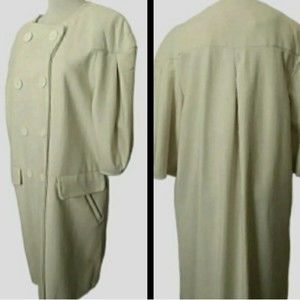 MaxAzria LONG COAT WOOL DOUBLE BREASTED LANTERN SLEEVES LARGE WOMENS LARGE